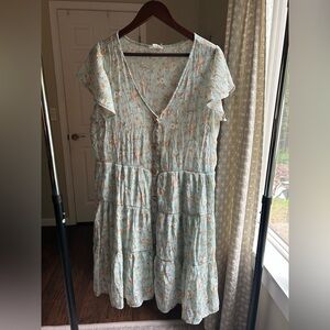 Blu Pepper Teal Floral Tiered Sundress